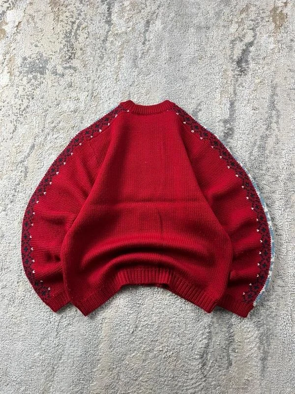 Vintage Quiksilver men’s Red White Crewneck Wool Sweater Size S – photo 11